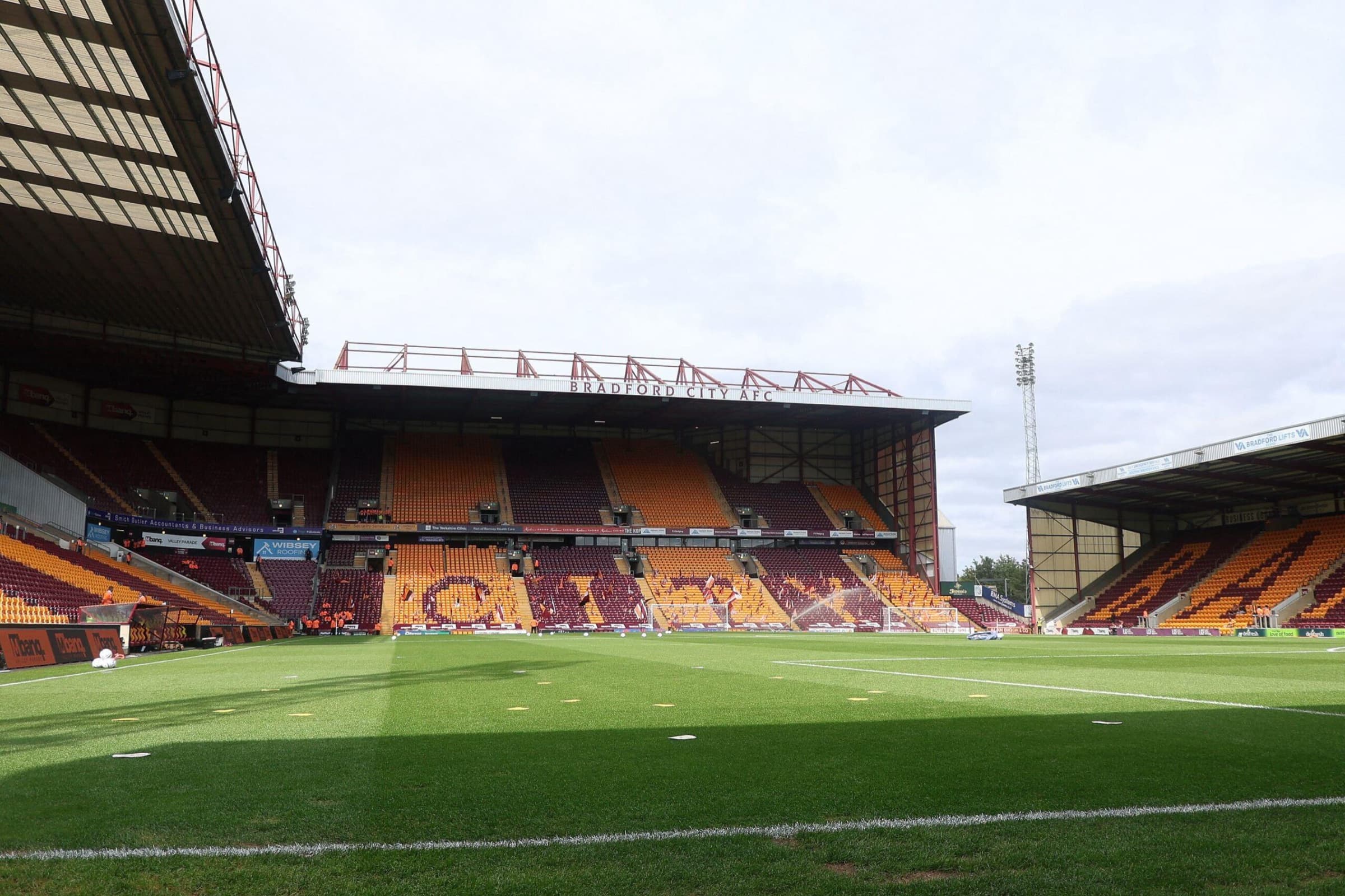 Inside a lower-league football ground before kick-off